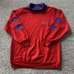 Vintage Sporting Club Fleece Sweatshirt Mens Medium Red Mock Neck Crest Logo